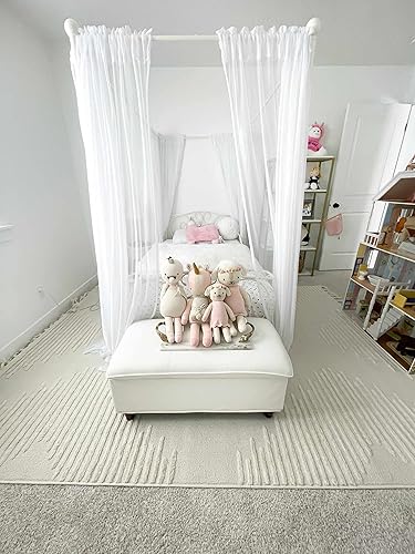 Miniatura 8 de Hauteloom Noah Palimbang - Alfombra suave de pelo largo neutro para sala de estar, dormitorio, pelo de felpa alta y baja, estilo bohemio de granja,