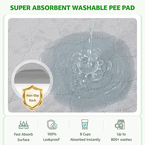 Miniatura 5 de Tapete de césped artificial para perros y entrenamiento de baño para cachorros con tapete absorbente lavable, para interiores y exteriores, sistema