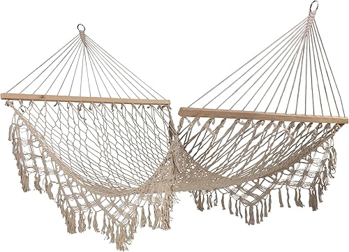 Miniatura 3 de Northlight Hamaca de cuerda de macramé de celosía blanca de 74" con barras de madera