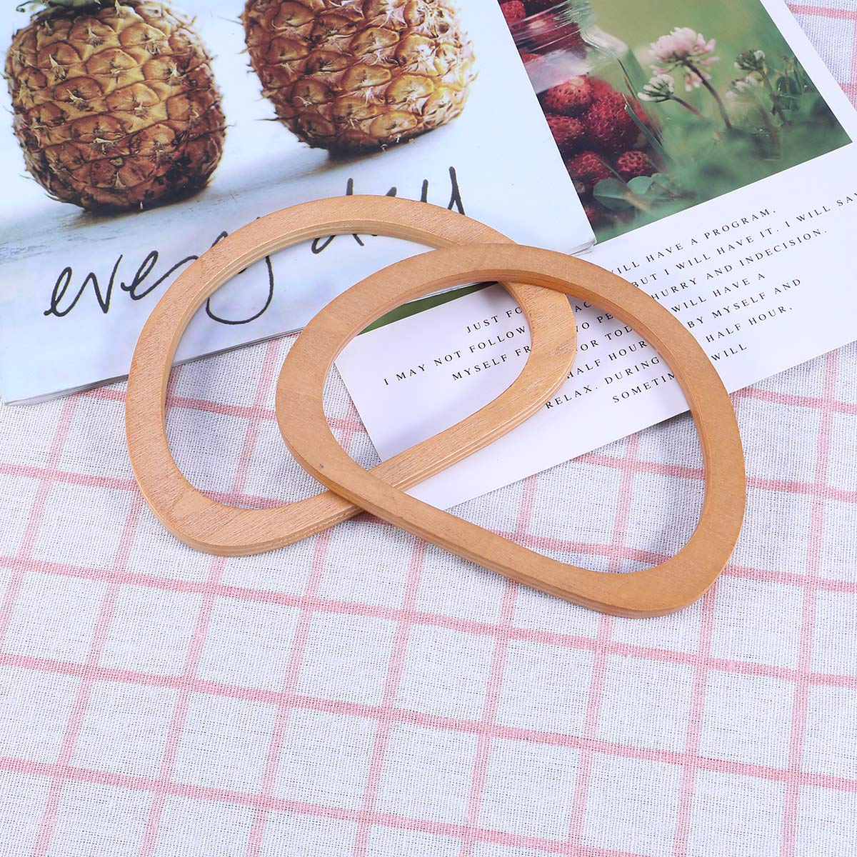 4 Maniglie In Legno Per Borse Fai Da Te - Sostituzione Stile Ovale Per Borse Di Paglia E Beach Bag