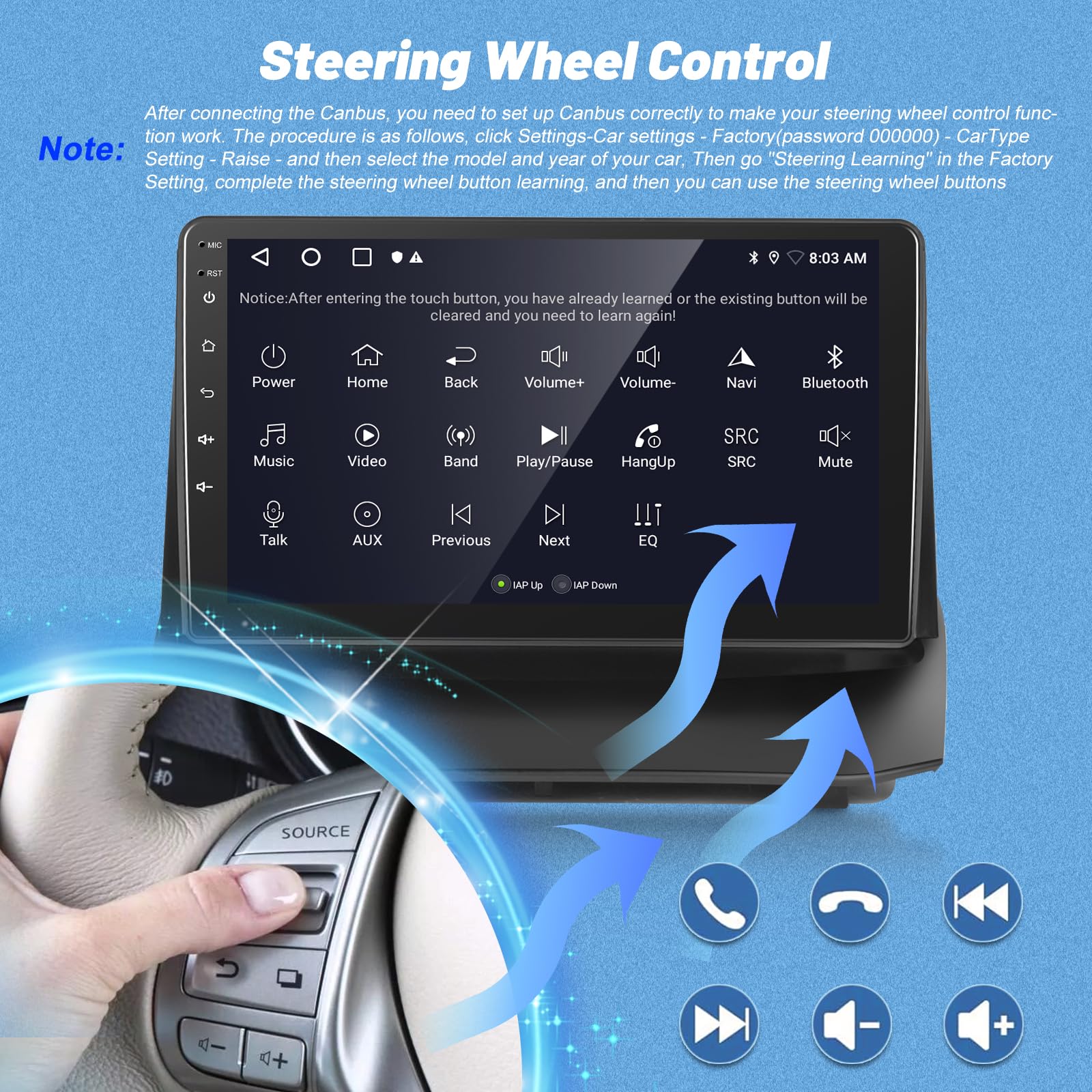[2+64GB] Android Radio de Coche para Ford Fiesta 2009-2014, 9 Pulgadas Estéreo del Coche con Pantalla Táctil Wirelss CarPlay y Android Auto, WiFi, GPS, Radio FM RDS, Cámara de Marcha Atrás