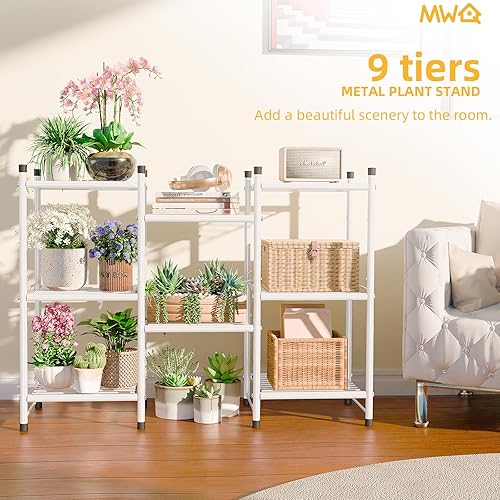 Miniatura 4 de Soporte para plantas de interior y exterior, estante para múltiples plantas, escalera de metal de 3 niveles, soporte para macetas para patio, sala