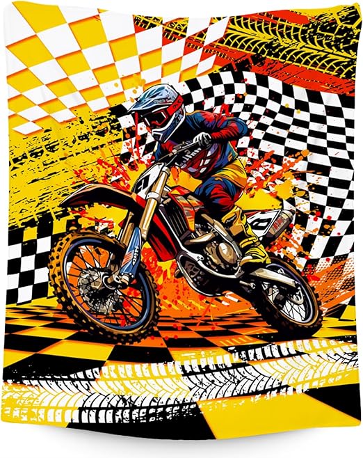 Blanket for Boys, Dirt Bike Blanket for Kids, Toddler Throw Gifts, Cool Plush Throw for Men & Adults, 60"x80"