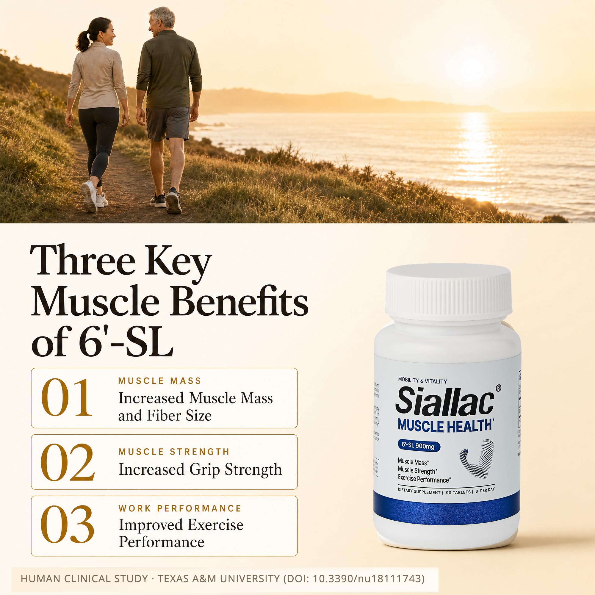 Muscle Health - Made in USA - Enhance Muscle Mass & Strength, Fast Workout Recovery, Reduce Fatigue & Boost Exercise Performance, 6-Sialyllactose (6-SL), 900mg, 90 Tablets (1 Pack) — Amazon image 3