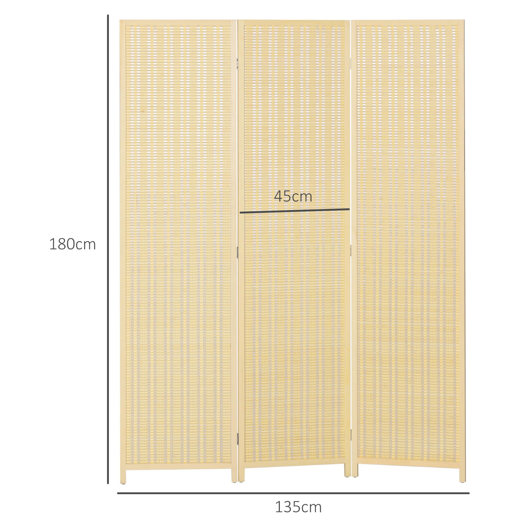 HOMCOM 3 paneles divisor 6 ft, pantalla priv. portátil, madera nat. | Plegable para interiores, bambú tejido a mano, divisor de pared independiente, para Home Office