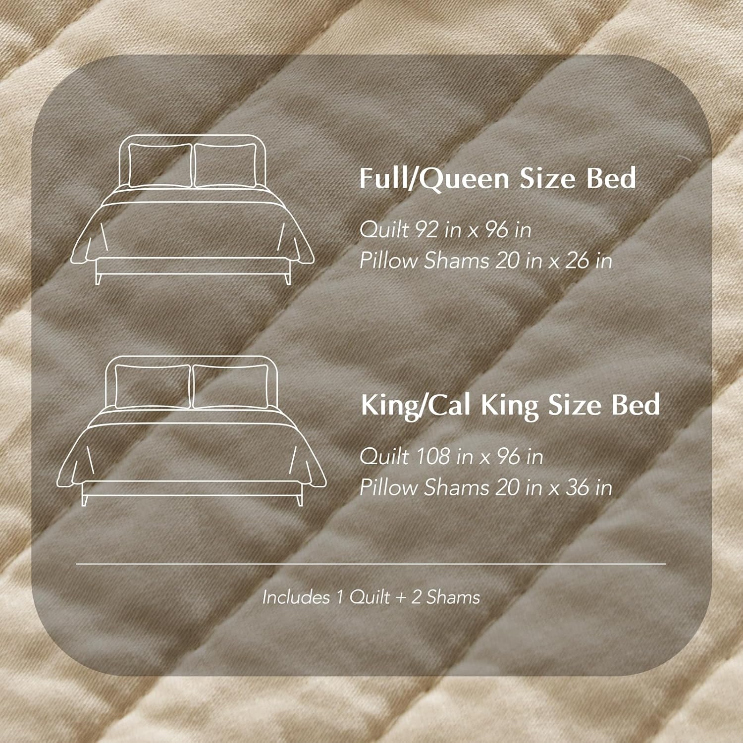 EVERGRACEHOME Cotton Sateen Quilt Set King Size, Pre-Washed Cotton Channel Stitch Coverlet Bedspread, 3 Pieces Lightweight Soft Bedding Sets for All Season, with 2 Pillow Shams, Light Sand - Image 7