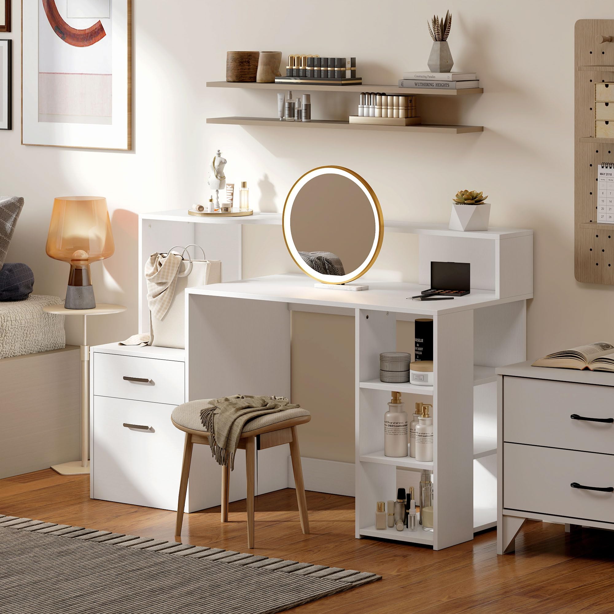 HOMCOM Scrivania per computer con 2 cassetti, 137 x 55 x 92 cm, colore: Bianco