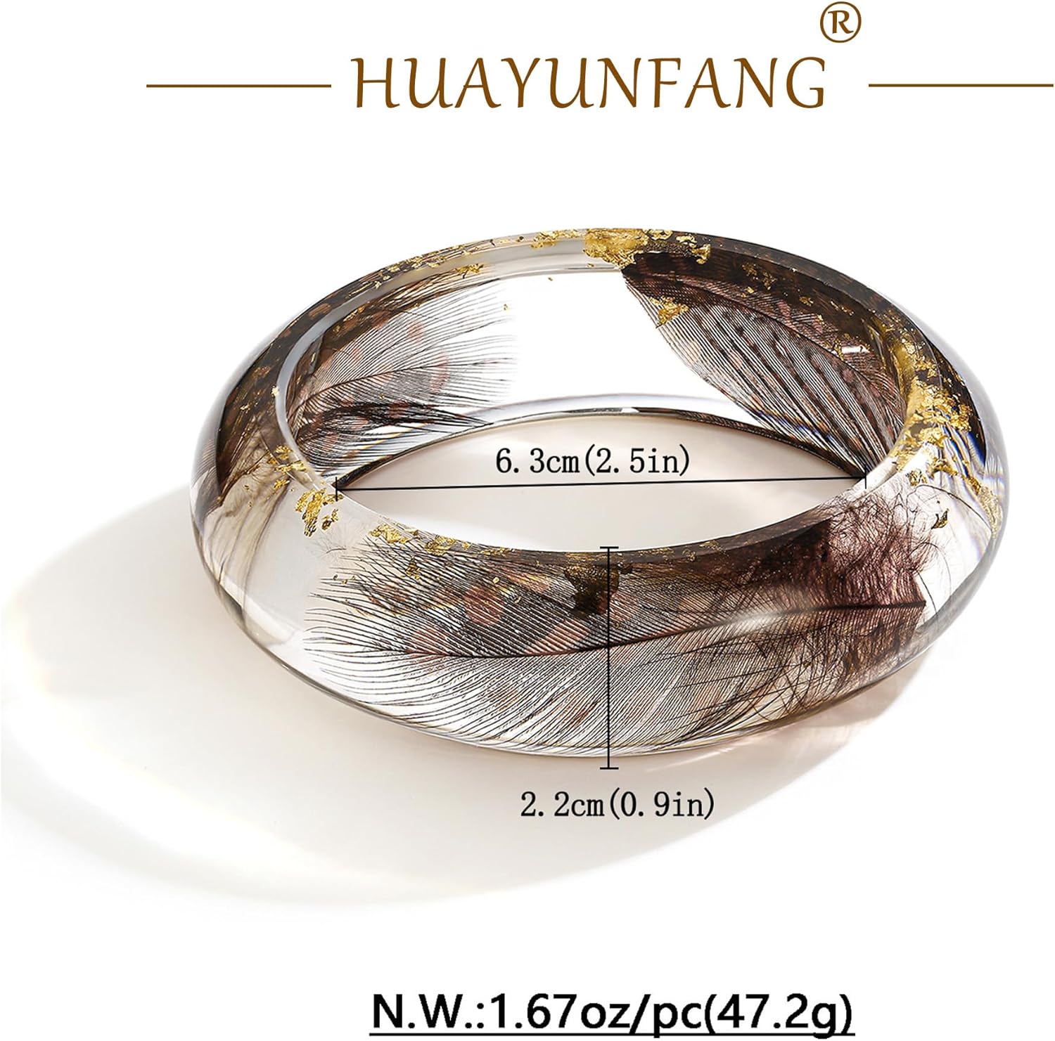 Clear Chunky Acrylic Resin Bracelet for Women Blue Feather Resin Bangle Bracelets Trendy Acetate Statement Bangle Jewelry - Image 6