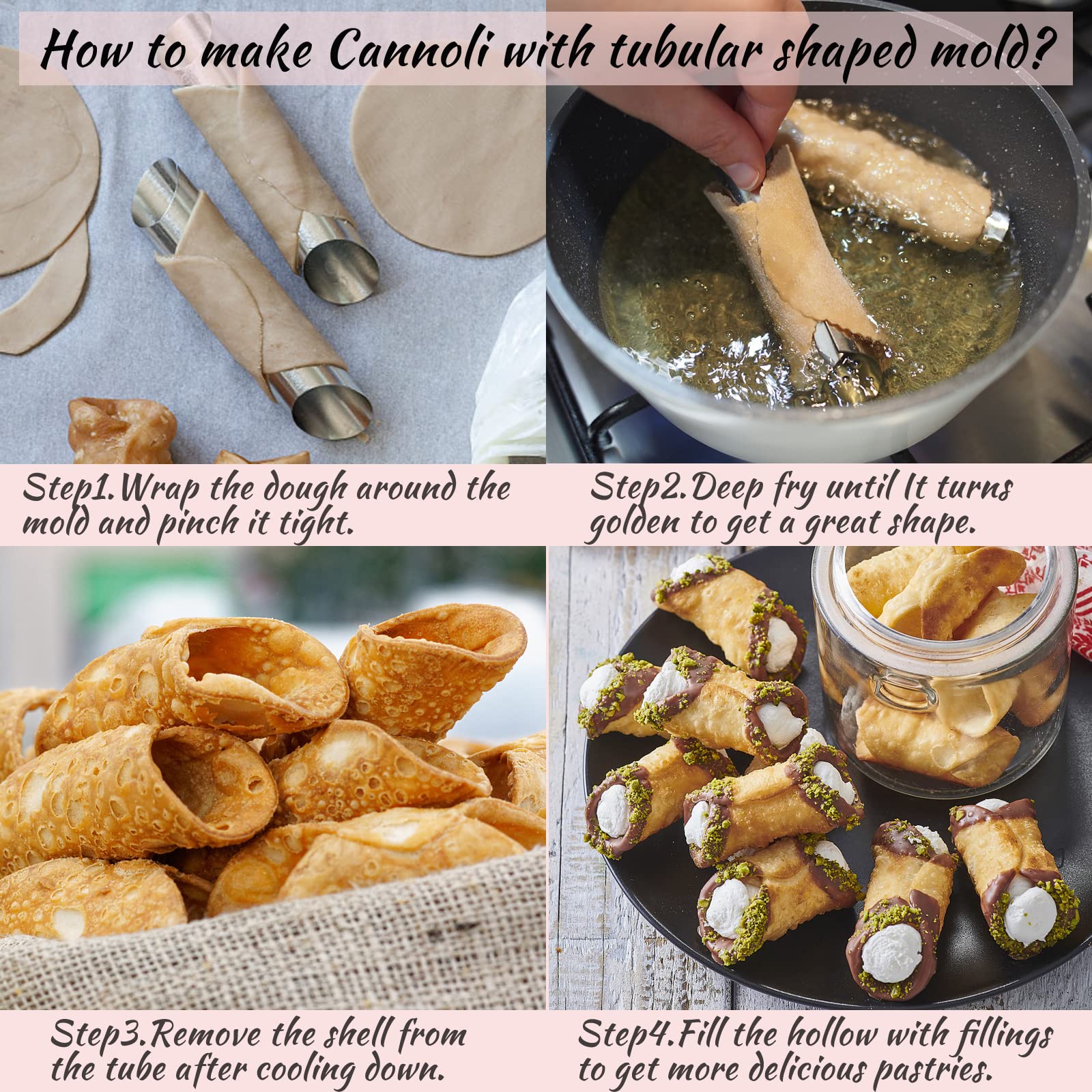 20/30 stampi per tubi Cannoli, in acciaio inox, a forma di corno, riutilizzabili, a forma di cannoli, a forma di cono tubolare, strumento per crema da