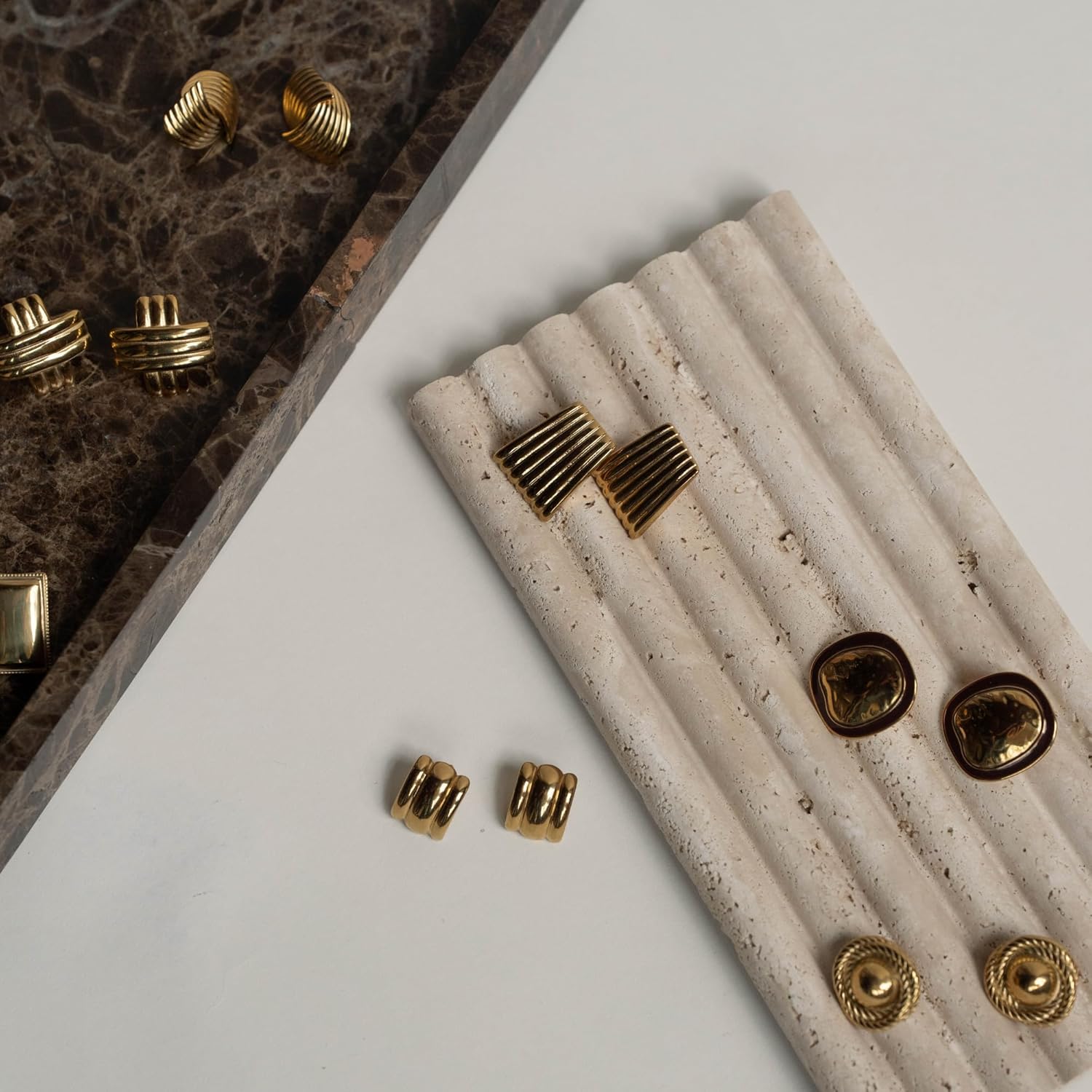 Hammered Gold & Maroon Oval Statement Earrings – Bold Lightweight Fashion Jewelry for Women - Image 7