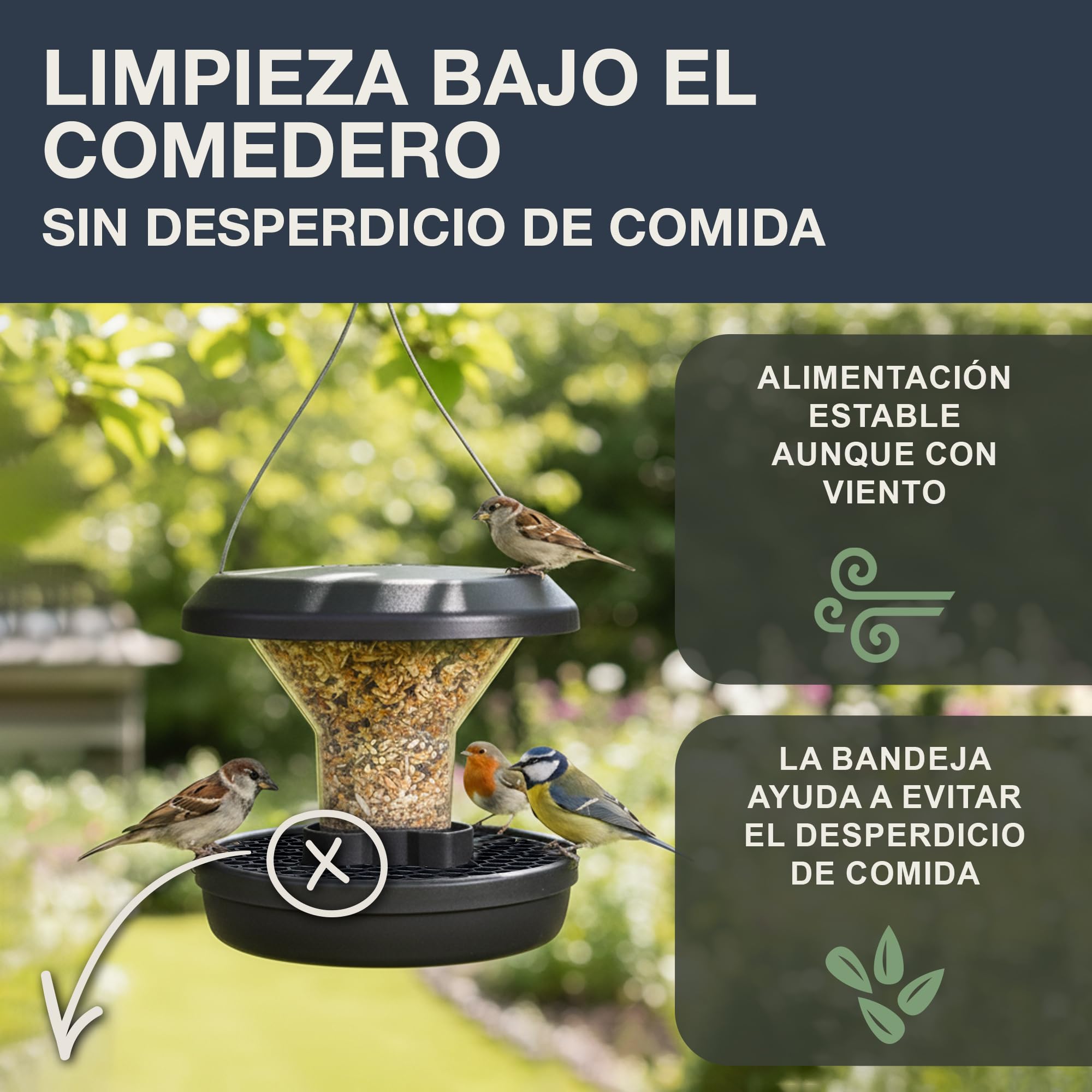 SWISSINNO Comedero para Pájaros Chur Comedero para Aves Resistente a Ardillas de una cámara – Colgante con Base de Aluminio y Doble posadero – ASA + PC duraderos – Fácil de Limpiar y Rellenar