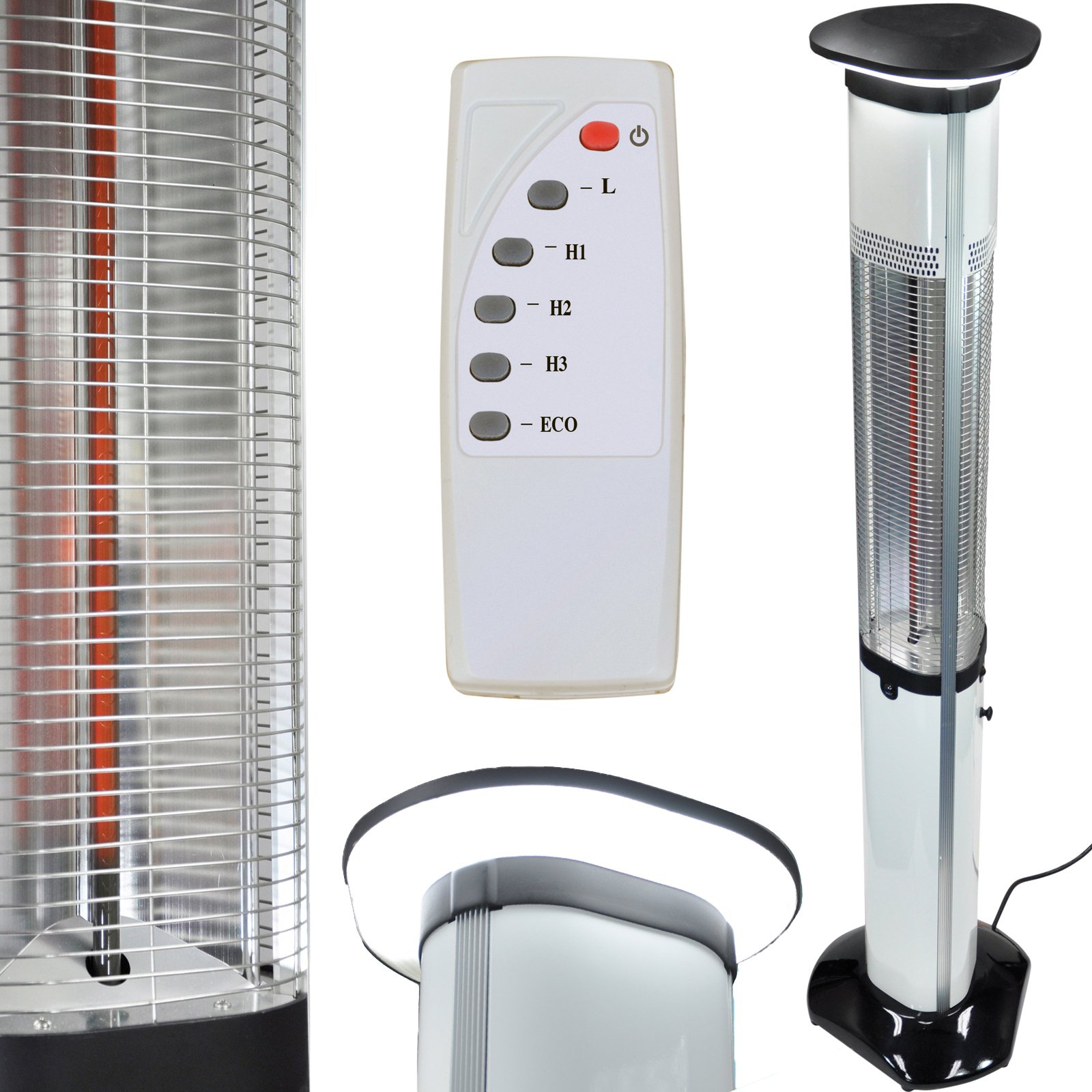 2700 W 360 ° électrique Chauffage de terrasse très chaude sur pied d'extérieur Downlight