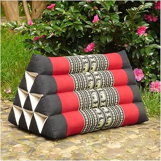 TEmkIn Triangle Cushion, Incline Pillow for Meditaiton and Relaxing Made of Kapok, Comfortable Backrest Support Pads, 4 Colour (Color : Black+Red, Size : 50x30x27cm)