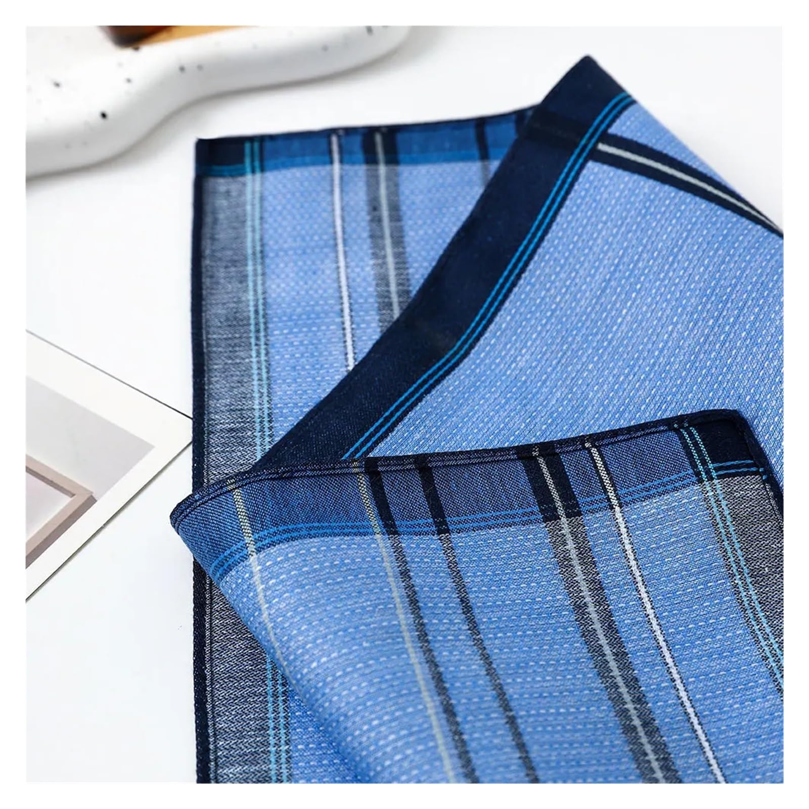 Pañuelos De Bolsillo Para Hombres Pañuelo de algodón teñido a cuadros nostálgico 3/6 piezas