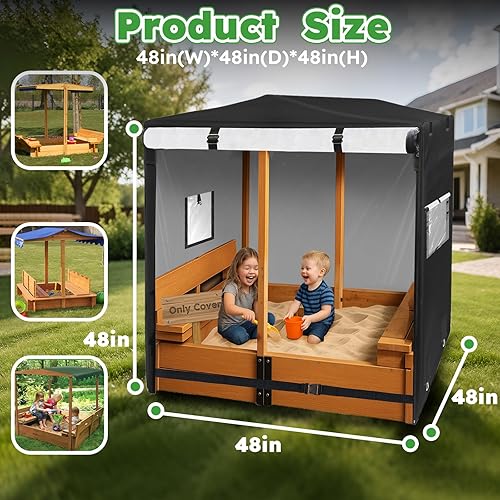 Miniatura 2 de Cubierta de caja de arena hexagonal, cubierta hexagonal para caja de arena al aire libre, tela Oxford 420D, impermeable, resistente al viento y al