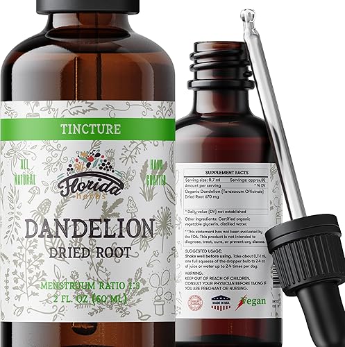 Tintura de raíz de diente de león orgánico extracto de diente de león (Taraxacum Officinale) Suplemento de salud, sin OMG en glicerina vegetal