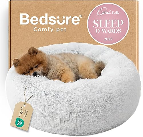 Miniatura 12 de Bedsure - Cama calmante para perros medianos, lavable, mediana, con forma de dona, antideslizante, afelpada, esponjosa, pelo sintético, para gato,