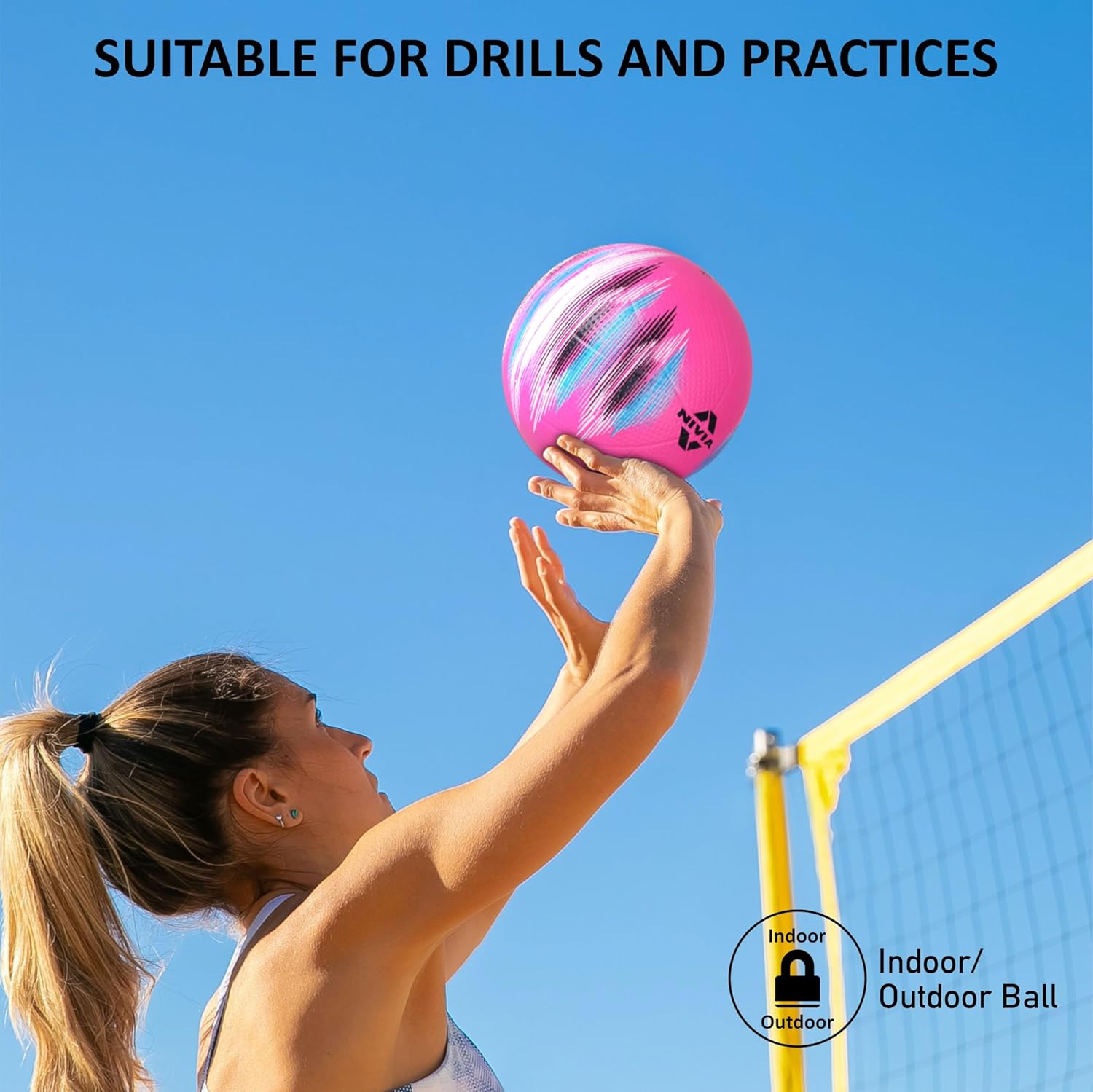 NIVIA Electric Volleyball/Beach Volleyball/Rubber Moulded Volleyball/for Indoor/Outdoor/for Men/Women Size - 4 (Multicolor)