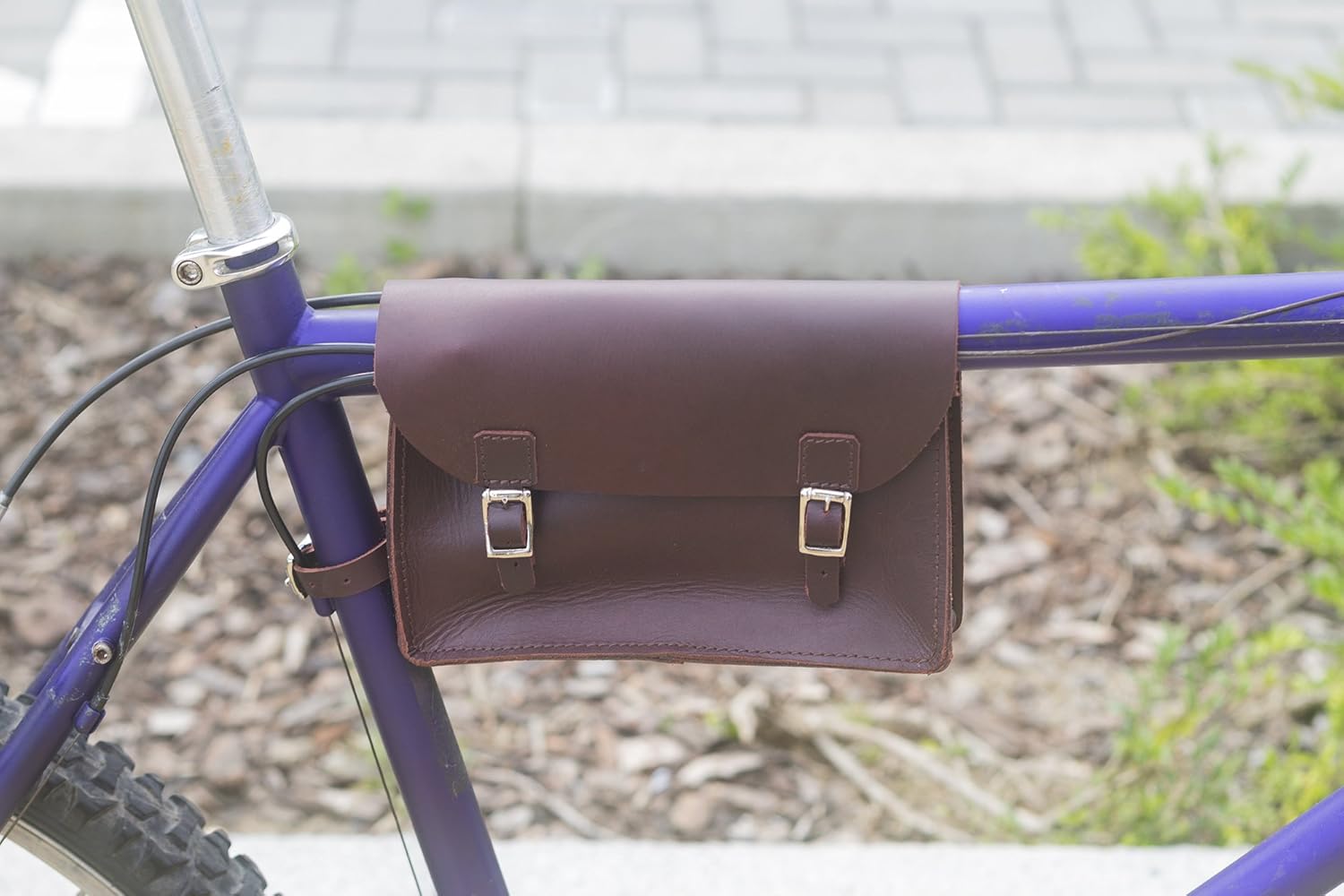 Frame Bag for Bicycle Genuine Leather Wine Brown Cherry S-FRA-Cher