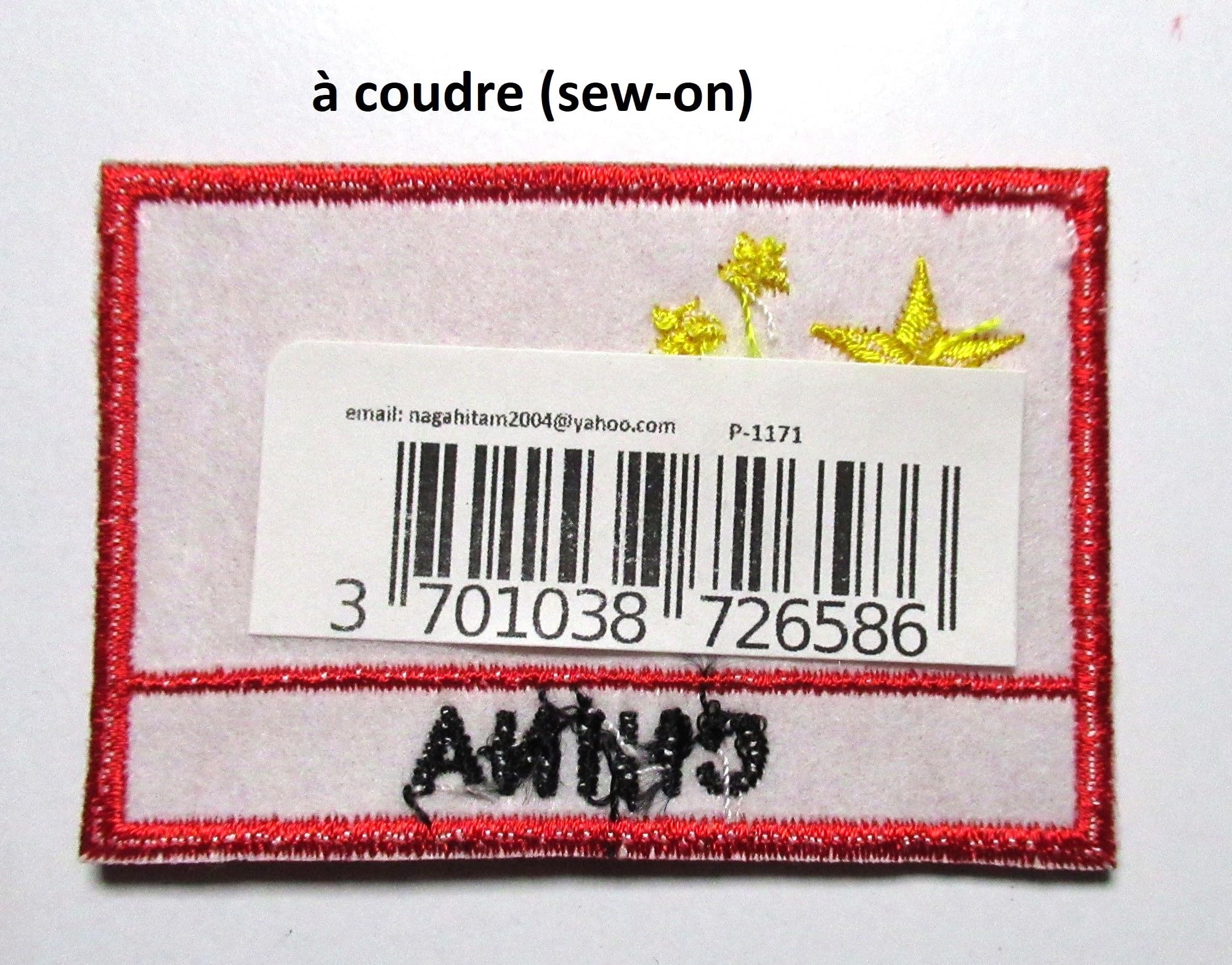 Écusson Brodé Drapeau Chine - 7x4,5 Cm - Polyester, à Coudre Ou à Coller - Fond Rouge