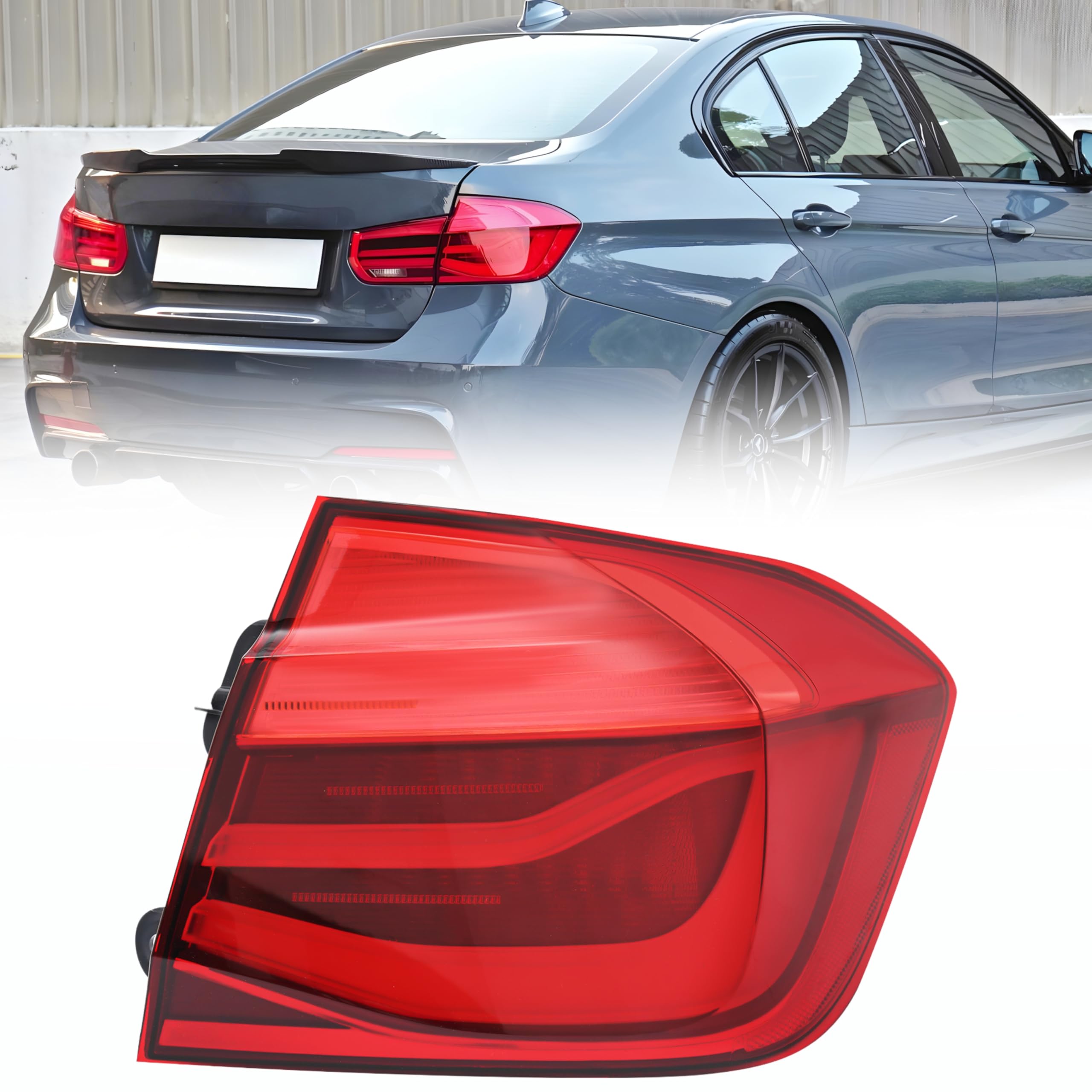 For 2016 2017 2018 BMW 3 Series F30 F80 Tail Light Assembly - LED Rear Outer Tail Lamp, Right Passenger Side, w/Bulbs, OEM 63217369118 (NON-Travel Version)