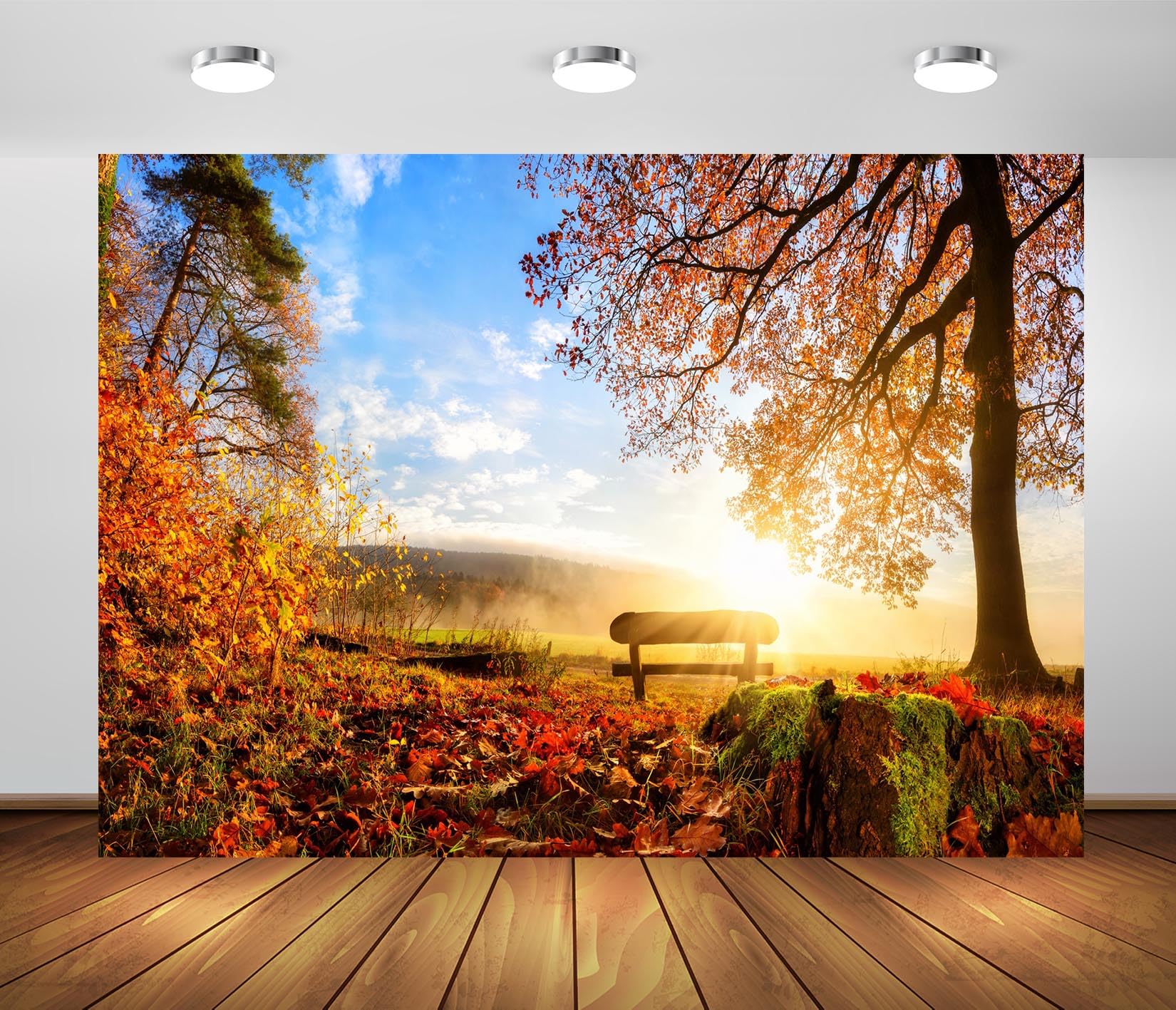 Avezano Fotohintergrund Herbstlaub - 2,1x1,5m Waldweg Hintergrund Für Fotoshootings