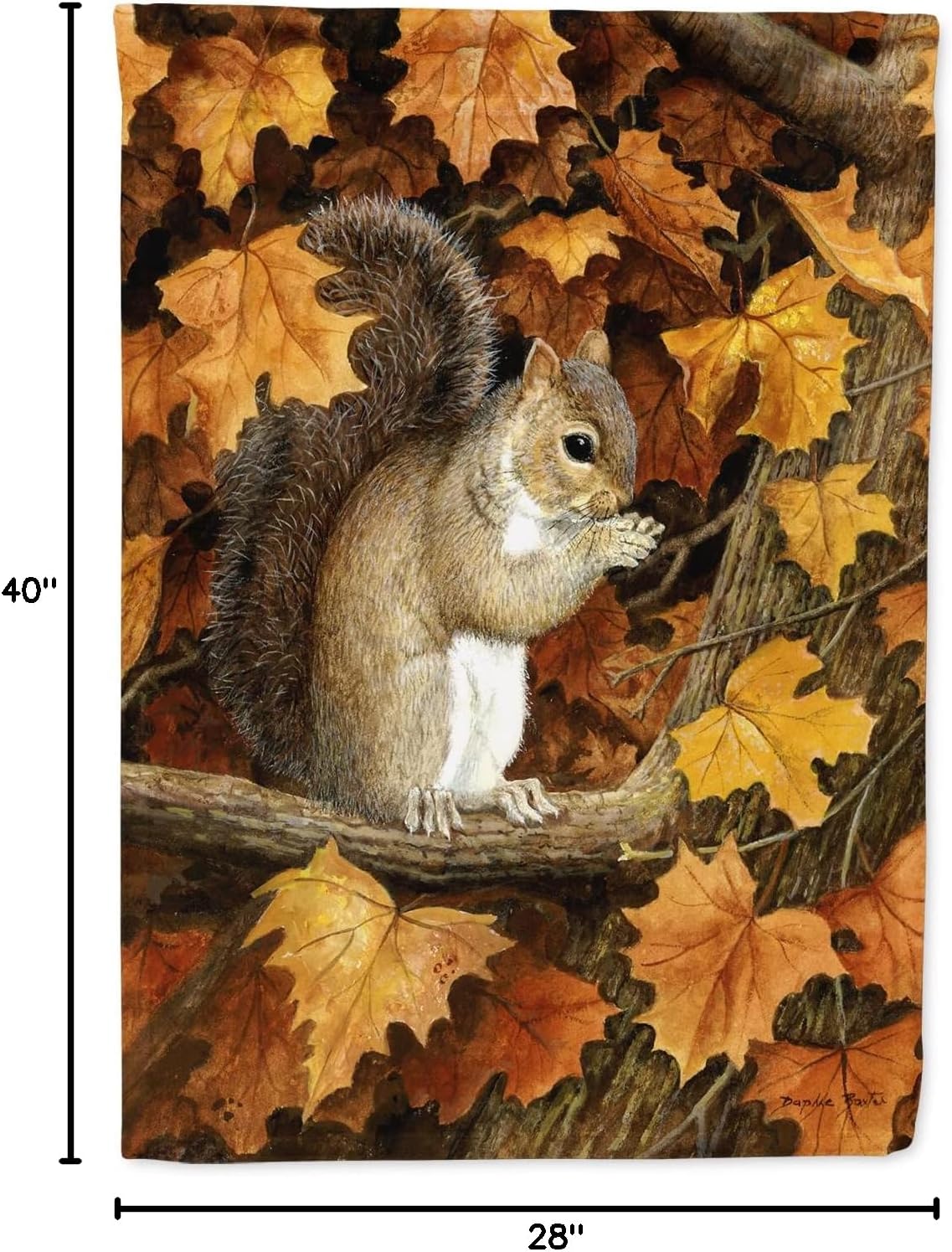 Caroline's Treasures BDBA0388CHF Autumn Grey Squirrel by Daphne Baxter House Flag Large Porch Sleeve Pole Decorative Outside Yard Banner Artwork Wall Hanging, Polyester, House Size, Multicolor