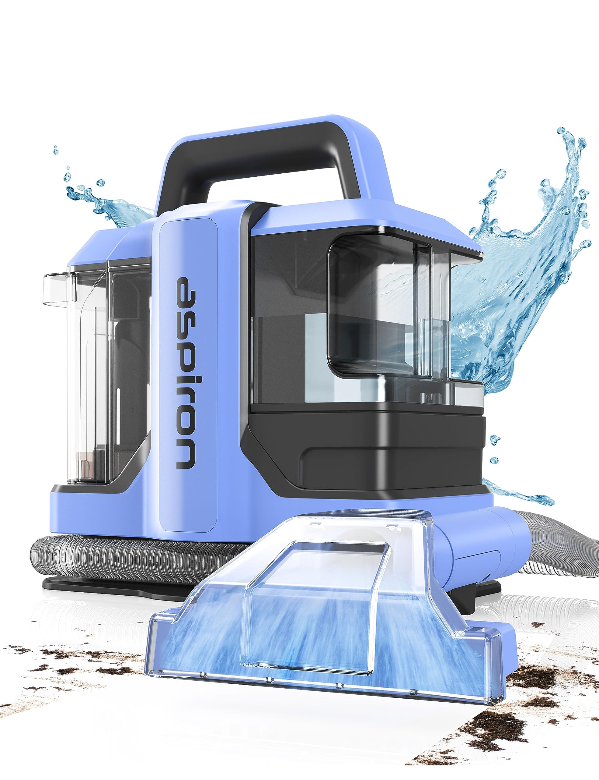 Aspiron Carpet Cleaner Machines 18KPA Upholstery Cleaner Machine with 2 Cleaning Tools Dual Large Tanks Portable Lightweight Spot