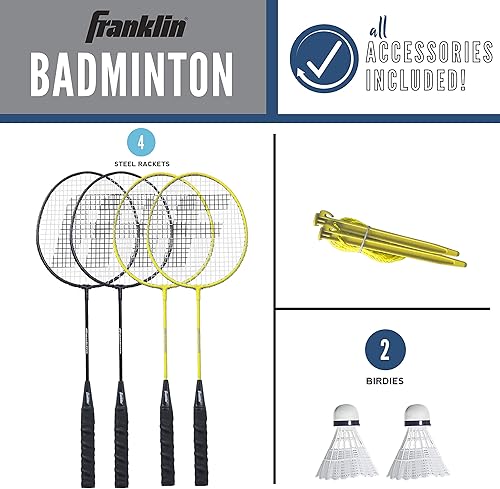 Vista 2 de Franklin Sports - Conjuntos profesionales de bádminton para principiantes o la familia