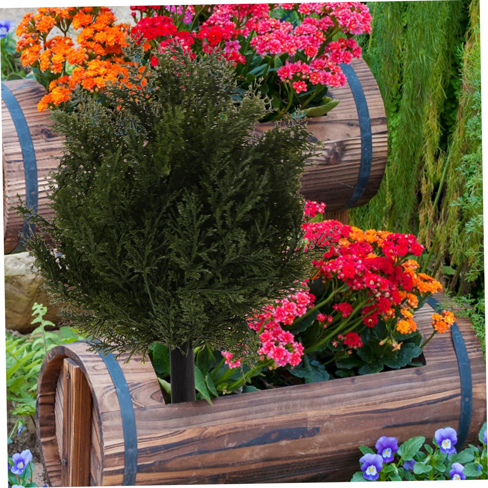 Cabilock Cedro Sempreverde Artificiale per Giardino Decorazioni da Vialetto Albero di Natale Finto con Punta Rami di Pino Finti per Esterni Arbusti di Cedro Finto per Patio Cortile Porta