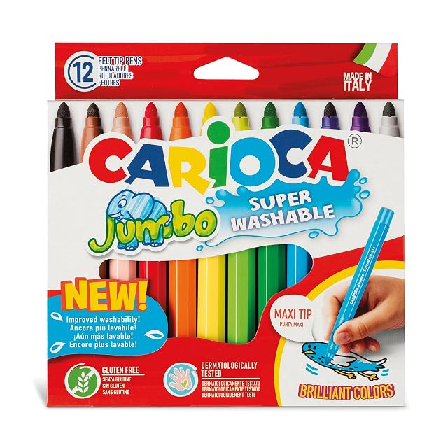 Carioca Rotuladores Punta Maxi Jumbo, 12 Uds, Multicolor