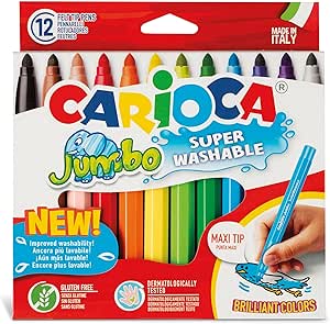 ROTULADOR CARIOCA JUMBO PUNTA GRUESA ESTUCHE DE 12 COLORES