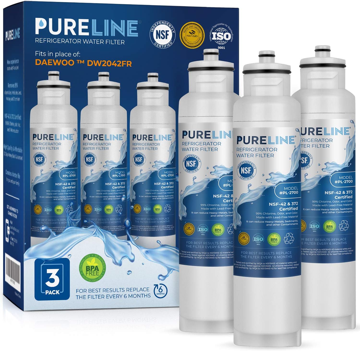 Pureline DW2042FR09 Refrigerator Water Filter. Compatible with Daewoo DW2042FR09