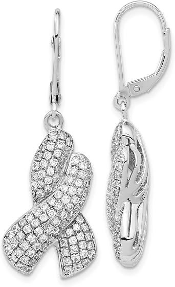 Sterling Silver CZ X Leverback Earrings