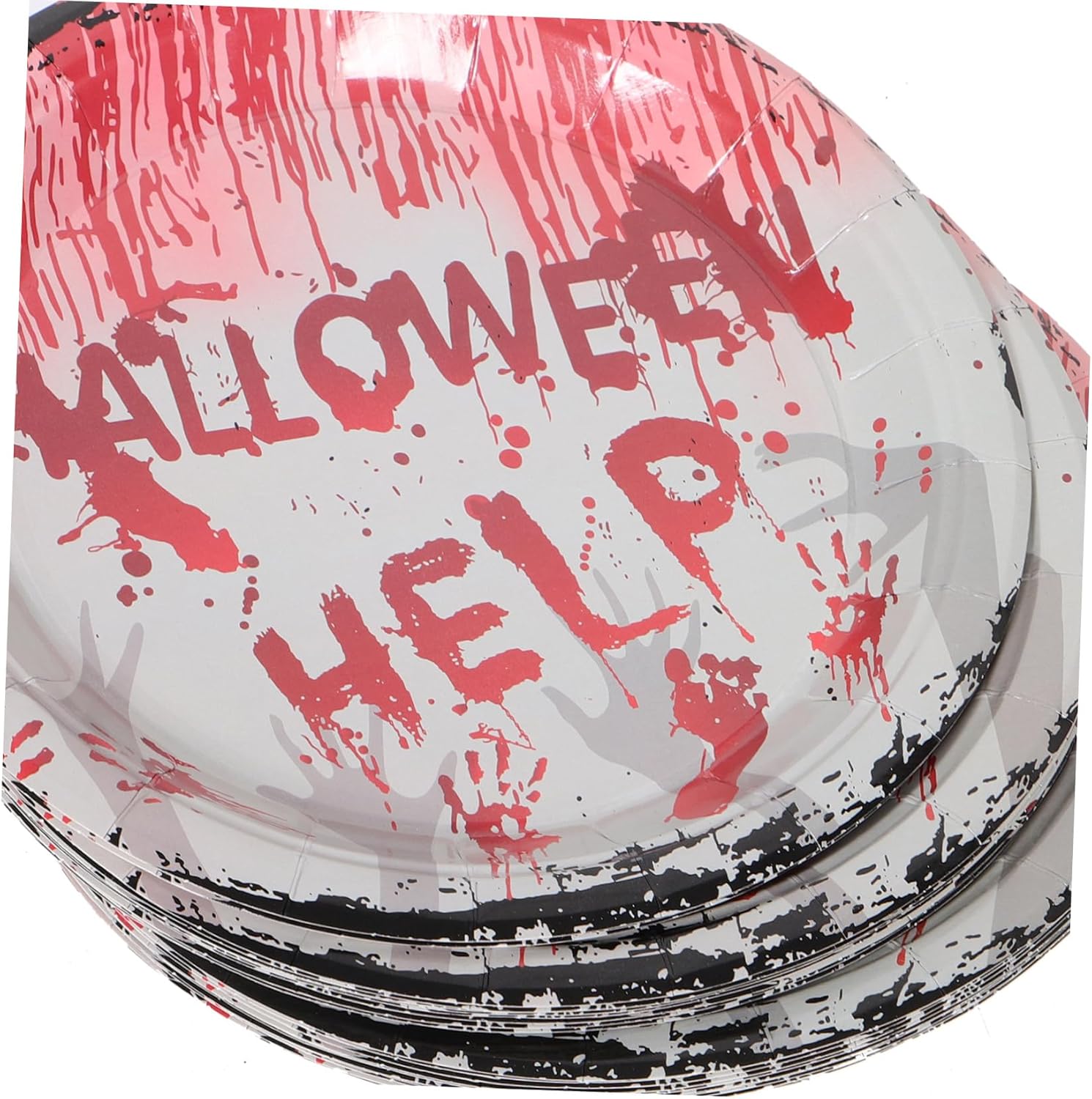 PRETYZOOM 1Set Halloween Bloody Hand Print Disposable Tableware Set Scary Themed Party Supplies with Plates Cutlery Cups Napkins Tablecloth for Haunted House