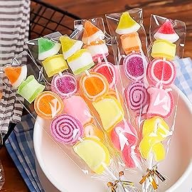 Cherodada 200Pcs Cellophane Treat Bags with 4x6,5x7,3x11, Twist Ties for Gift Wrapping, Wrapping Candies, Cookies, Chocolates, Popcorn