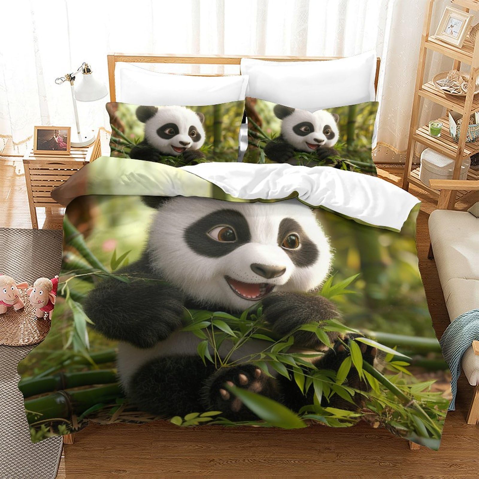 Housse de couette panda en microfibre respirante et super douce 3 pièces