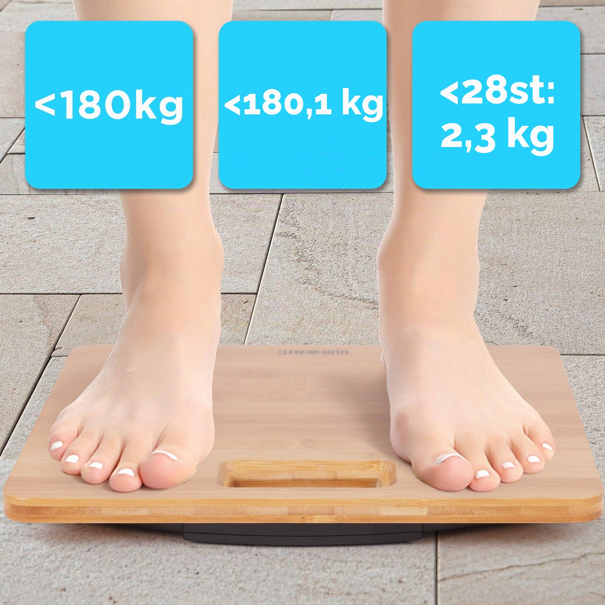Duronic BS503 Bilancia pesapersone digitale 180 kg | Grande schermo LCD | Sensori ad alta precisione per misurazione precisa | Bilancia corporea automatica fine in bambù ecologico per monitorare il