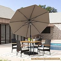 Vista 9 de HAPPYGRILL Sombrilla de patio de 9 pies para exteriores, sombrilla de mesa ajustable con inclinación y manivela