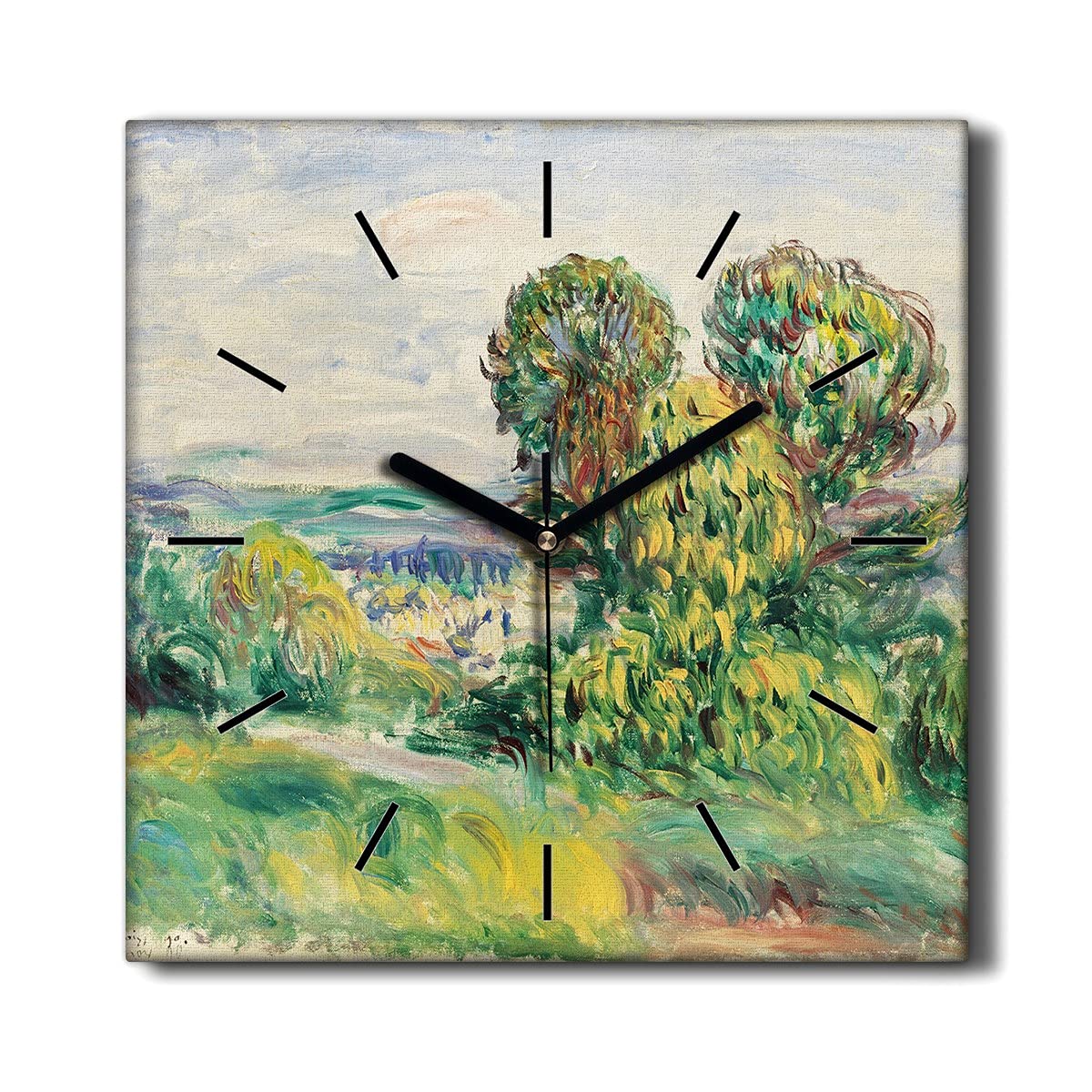 Horloge sur toile 30x30cm horloge murale sans tic-tac paysage forestier