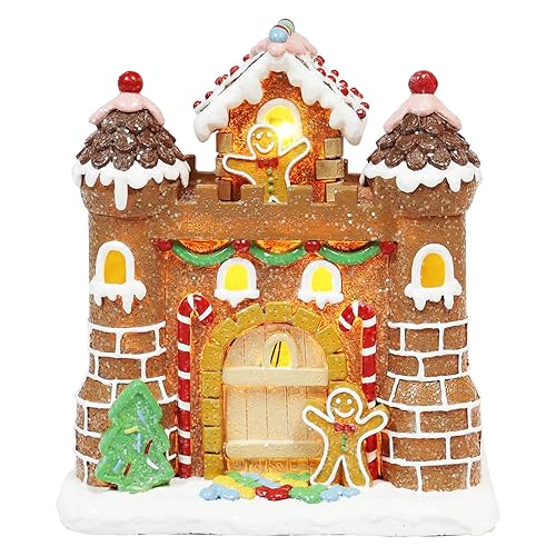 MOMENTS IN TIME Light Up Gingerbread Castle 8.3”H LED Polyresin