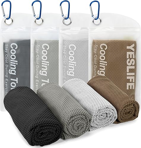 Miniatura 11 de YESLIFE Paquete de 4 toallas refrescantes de 40 x 12 pulgadas, toallas de gimnasio para hombres y mujeres, toallas de entrenamiento suaves y Azul