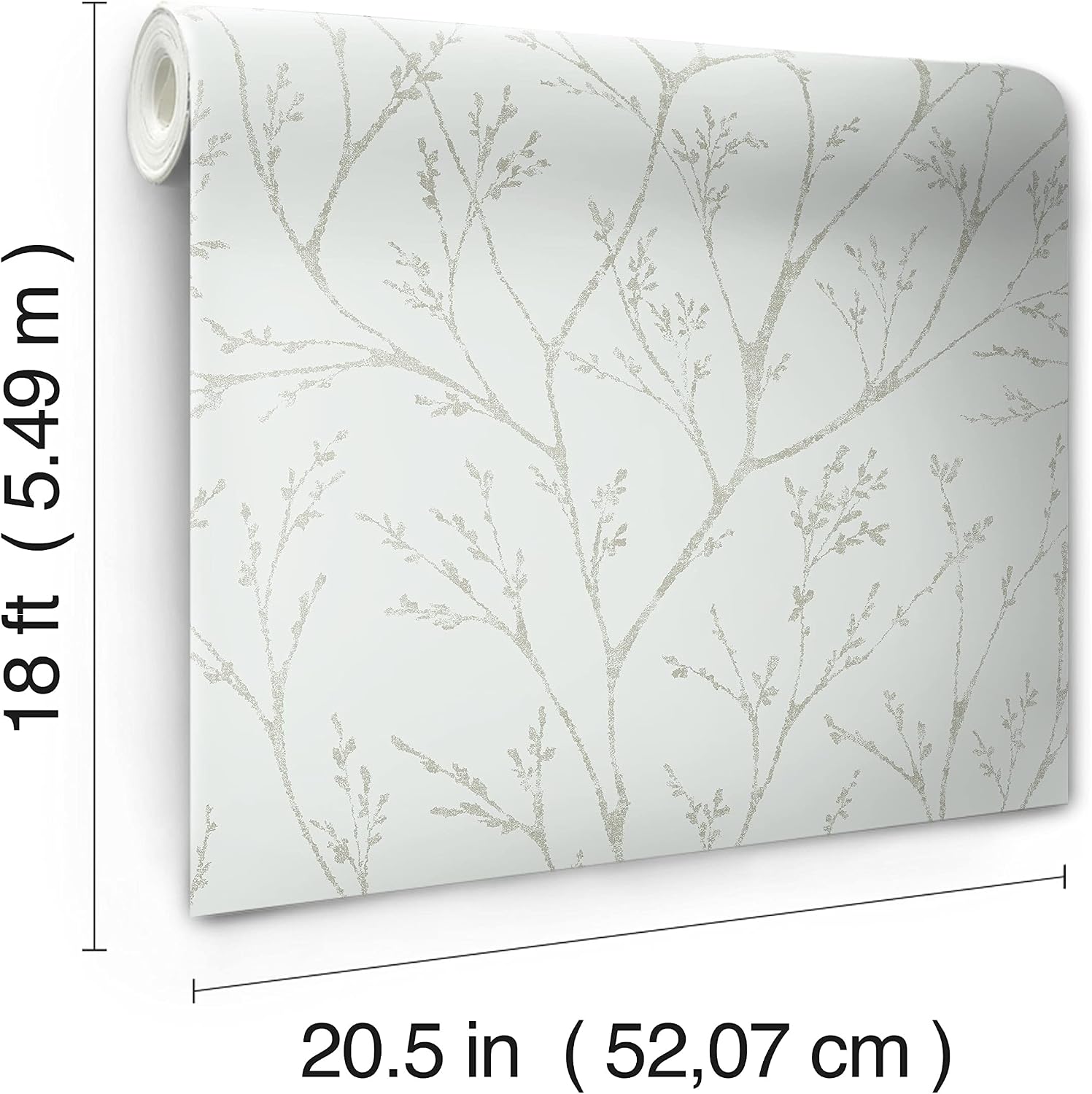 RoomMates RMK12161WP Tree Branches Peel and Stick Wallpaper, Glint, Blue