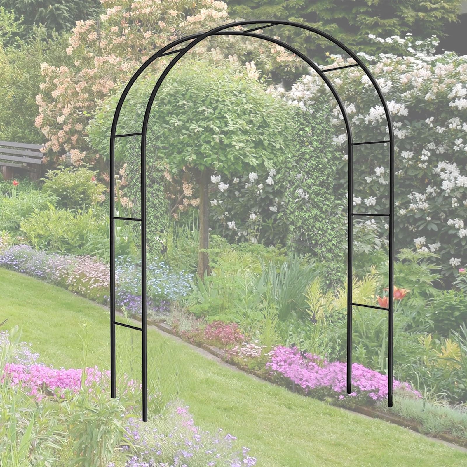 LIYI929GP Metal GardenArch Arbors Arbour Archway With Removable Base, Strong And Sturdy Stability Rose Arches Arbors Flower Stand, 120cm 160cm 180cm 200cm 240cm 350cm, Metal Plant Trellis Pergolas