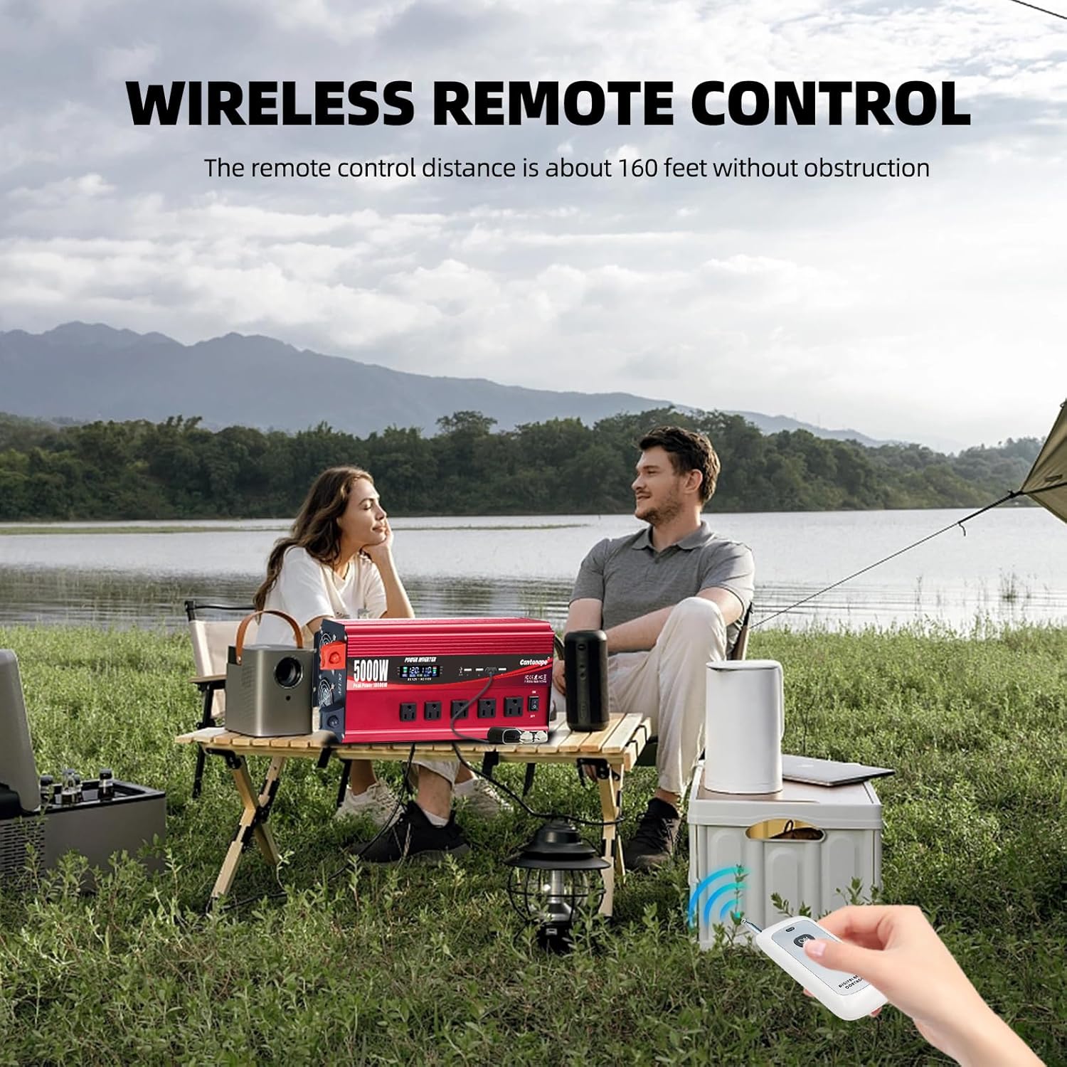 5000W Power Inverter 12V to 110V/120V DC to AC with LCD Display, Remote Controller 5 x AC Outlets and 4 x 3.1A USB Car Adapter for Car Truck Boat RV Solar System