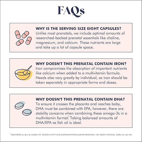 Miniatura 5 de FullWell Vitaminas prenatales  Colina, ácido fólico, vitamina D para el crecimiento fetal, desarrollo cerebral  Más de 26 nutrientes vitales