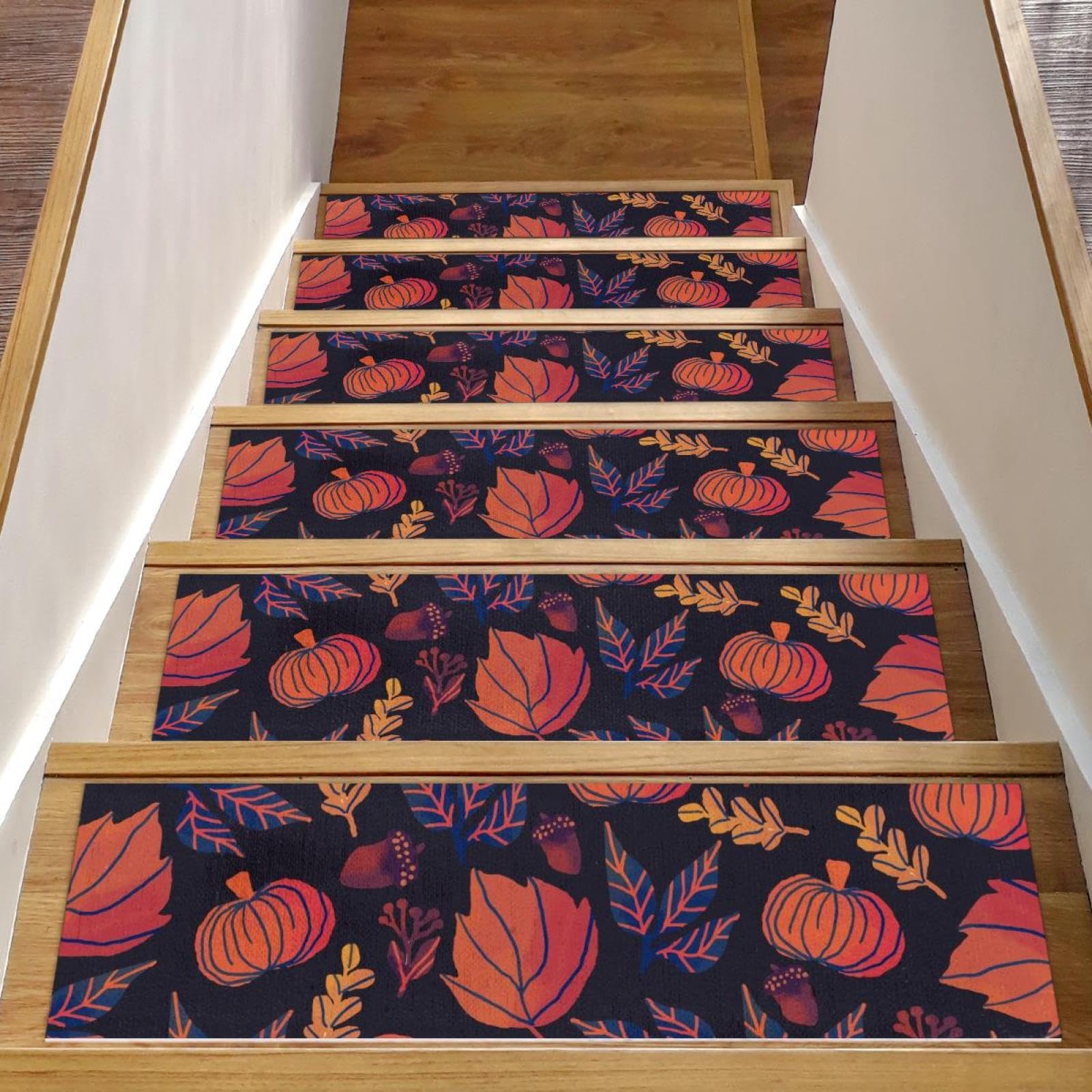 Marches d'escalier d'intérieur lavables et tapis antidérapants motif citrouille automne