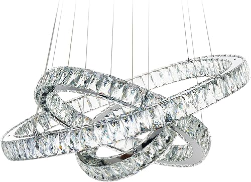 MEEROSEE Colección Lighting Arañas LED modernas, luces para techo, lámparas colgantes de cristal Light Fixture K9, ajustables, de acero inoxidable,