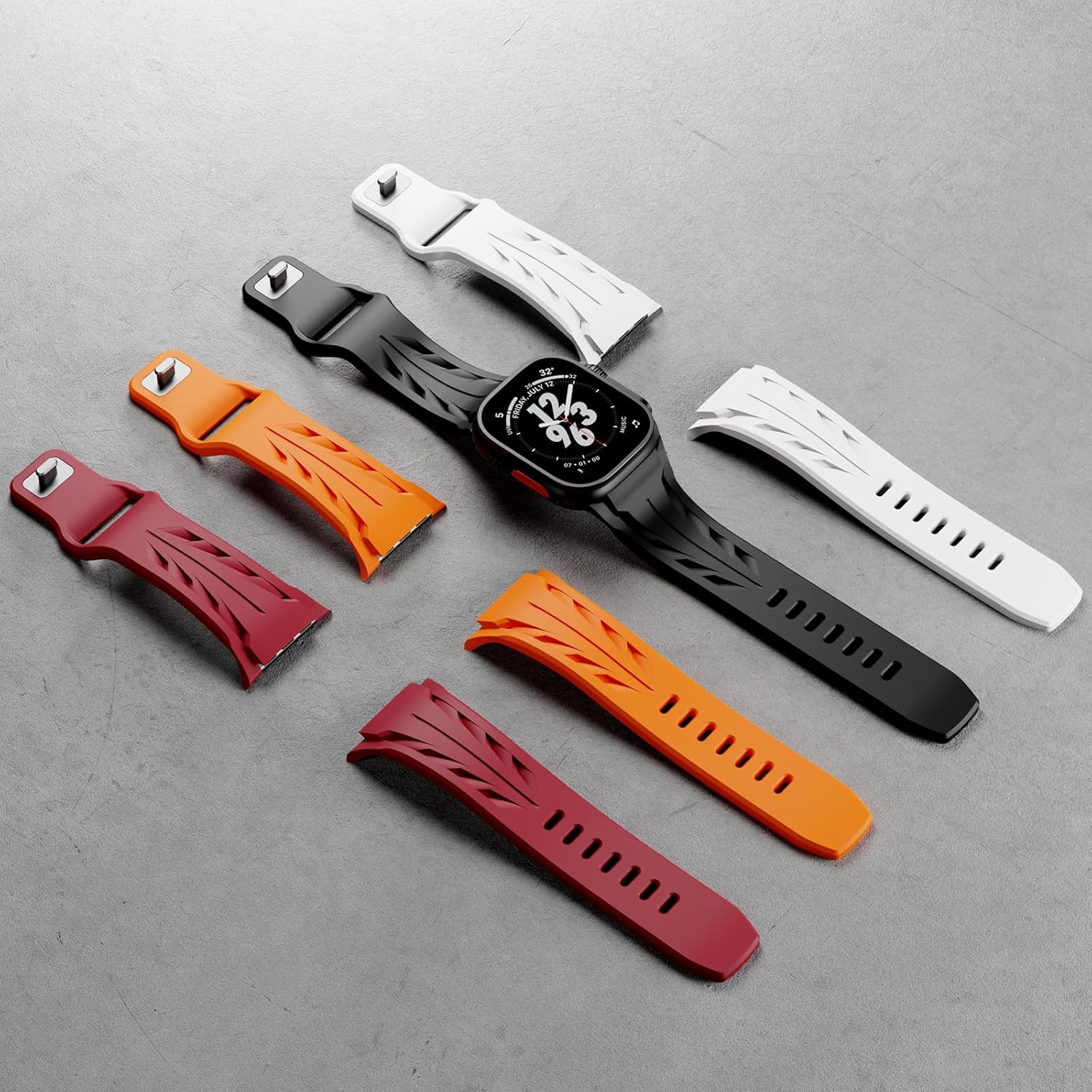Sports Silicone Band Compatible with Apple Watch Ultra 3/2/1 49mm Bands for Men,Luxury Supercar Rubber Strap for iWatch Series 11/10 46mm, 9/8/7 45mm, SE2/SE 6/5/4 44mm, 3/2/1 42mm - Image 7