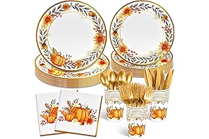 Fall Thanksgiving 7-Inch Small Dessert Paper Plates (24 Count) and Napkins (160...